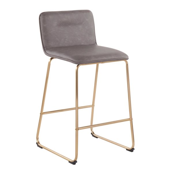 Casper Gold and Grey Faux Leather Counter Stools Set of 2 3