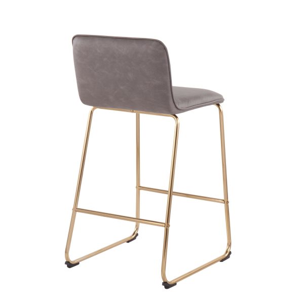 Casper Gold and Grey Faux Leather Counter Stools Set of 2 5