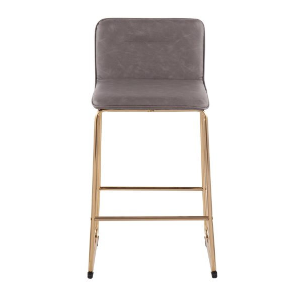 Casper Gold and Grey Faux Leather Counter Stools Set of 2 7