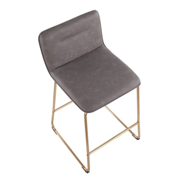 Casper Gold and Grey Faux Leather Counter Stools Set of 2 8
