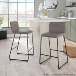 Casper Grey Faux Leather Black Metal Counter Stools (Set of 2)