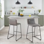Casper Grey Faux Leather Black Metal Counter Stools (Set of 2)