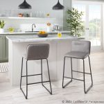 Casper Grey Faux Leather Black Metal Counter Stools (Set of 2)