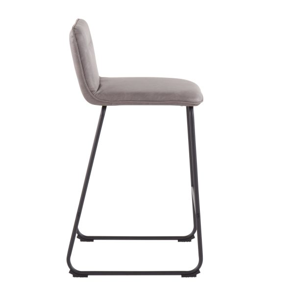 Casper Grey Faux Leather Black Metal Counter Stools Set of 2 6