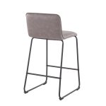 Casper Grey Faux Leather Black Metal Counter Stools (Set of 2)