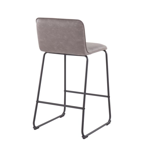 Casper Grey Faux Leather Black Metal Counter Stools Set of 2 7