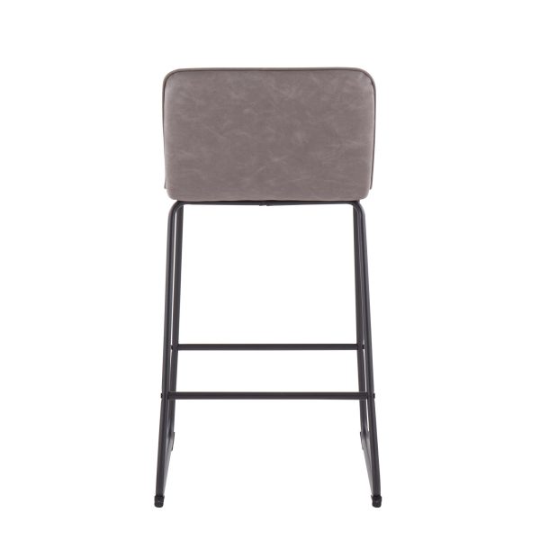 Casper Grey Faux Leather Black Metal Counter Stools Set of 2 8