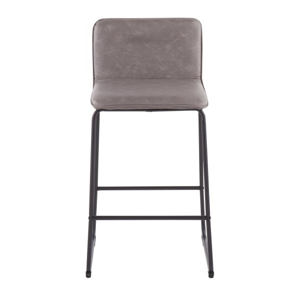 Casper Grey Faux Leather Black Metal Counter Stools Set of 2 9