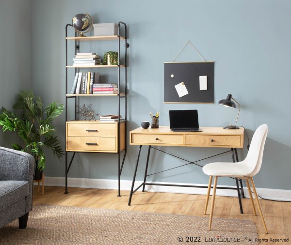 Casper Industrial Black Steel and Brown Wood Desk 1
