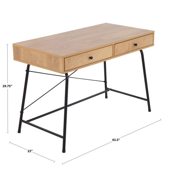 Casper Industrial Black Steel and Brown Wood Desk 10