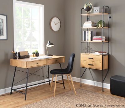 Casper Industrial Black Steel and Brown Wood Desk
