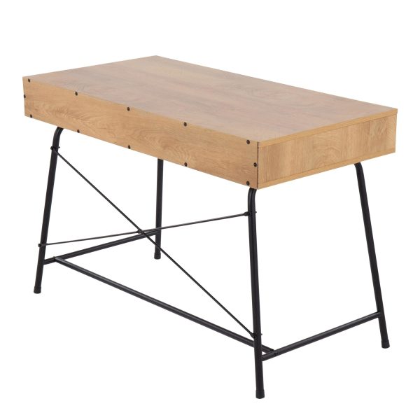 Casper Industrial Black Steel and Brown Wood Desk 5