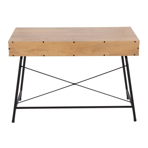 Casper Industrial Black Steel and Brown Wood Desk 6