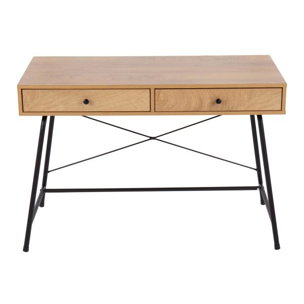 Casper Industrial Black Steel and Brown Wood Desk 7