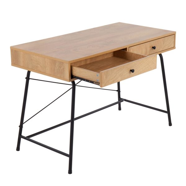 Casper Industrial Black Steel and Brown Wood Desk 8