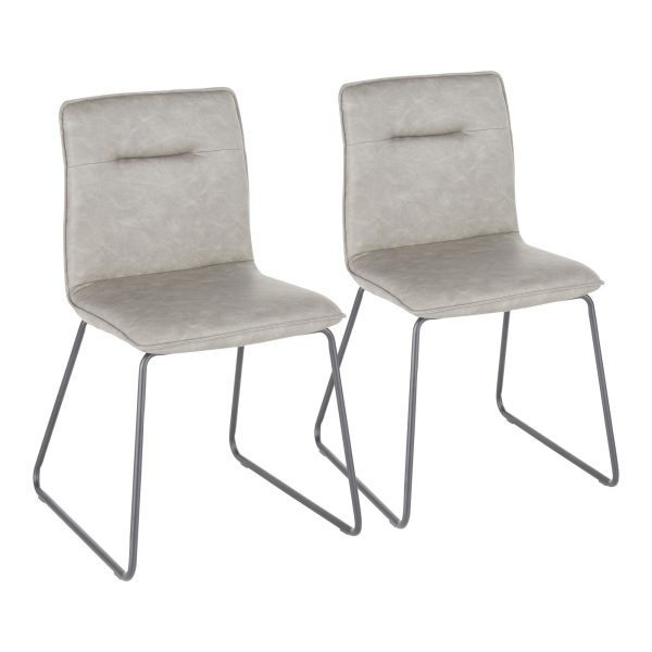 Casper Industrial Grey Faux Leather Black Metal Chair Set of 2 2