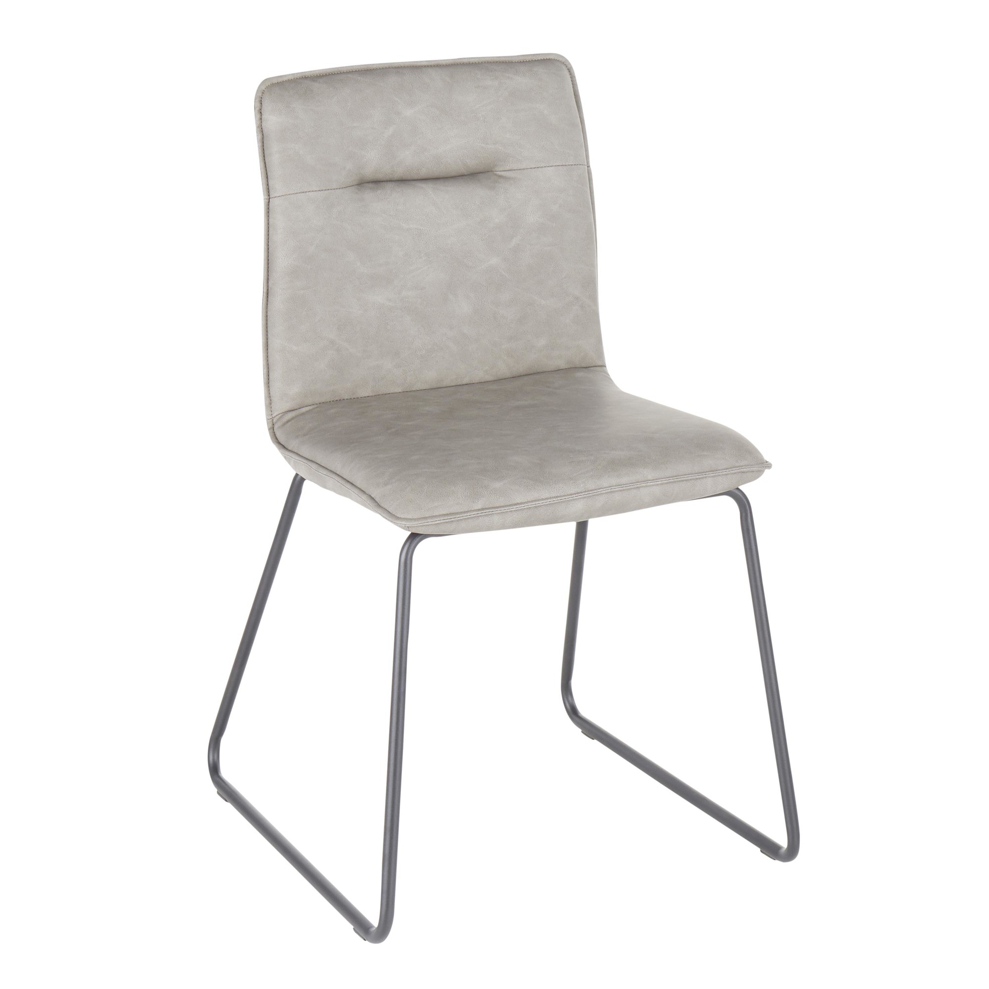 Casper Industrial Grey Faux Leather Black Metal Chair (Set of 2) 4 Casper Industrial Grey Faux Leather Black Metal Chair (Set of 2) - Image 4