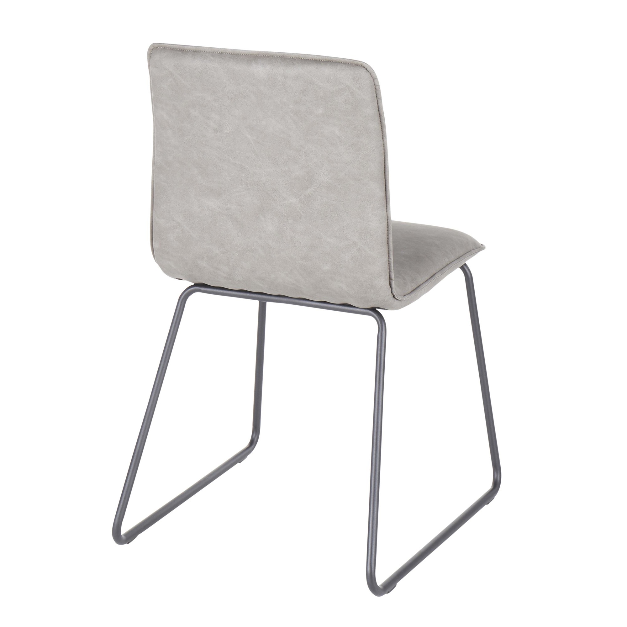 Casper Industrial Grey Faux Leather Black Metal Chair (Set of 2) 6 Casper Industrial Grey Faux Leather Black Metal Chair (Set of 2) - Image 6