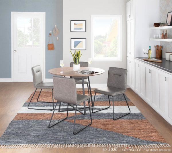 Casper Industrial Grey Faux Leather Black Metal Chair Set of 2