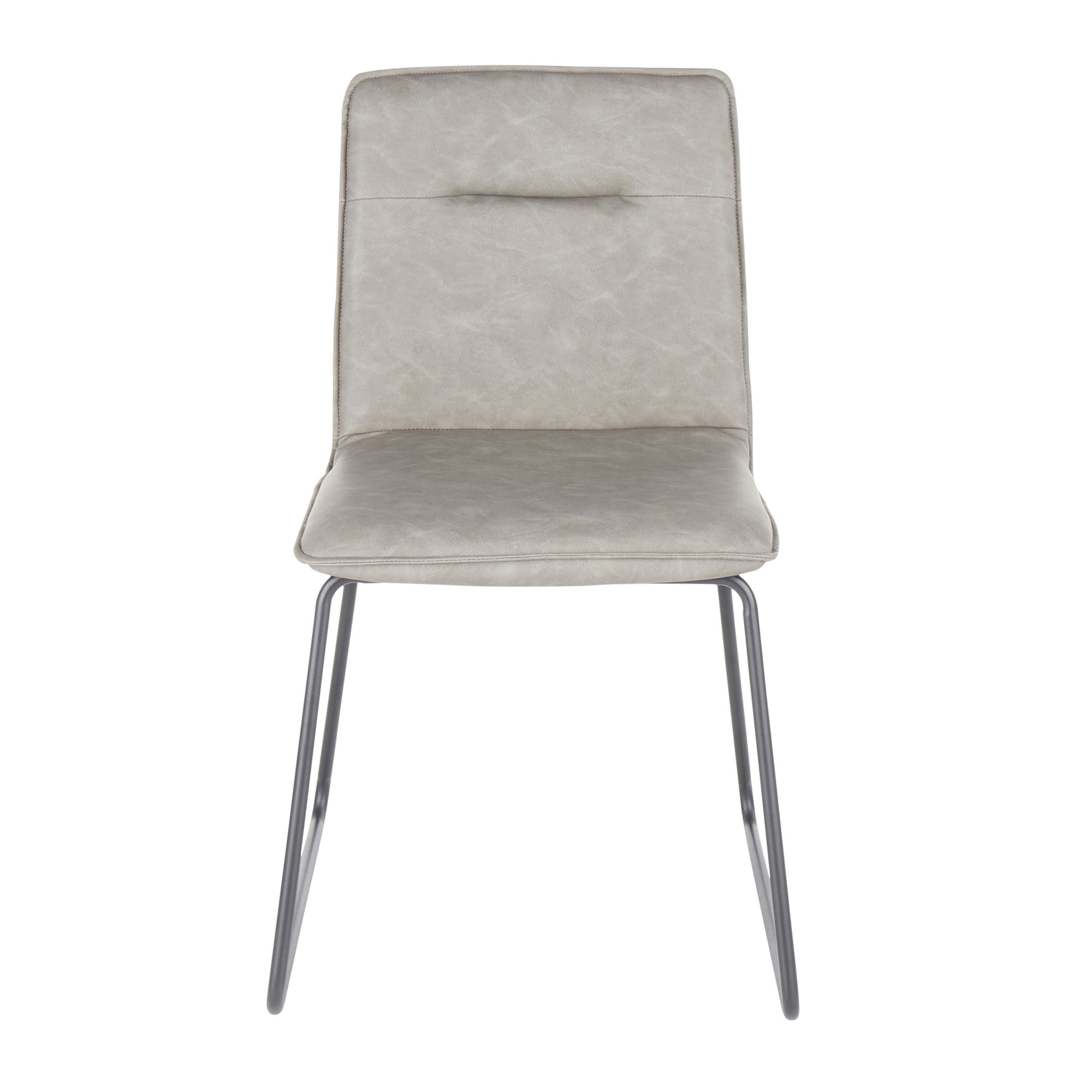 Casper Industrial Grey Faux Leather Black Metal Chair (Set of 2) 8 Casper Industrial Grey Faux Leather Black Metal Chair (Set of 2) - Image 8