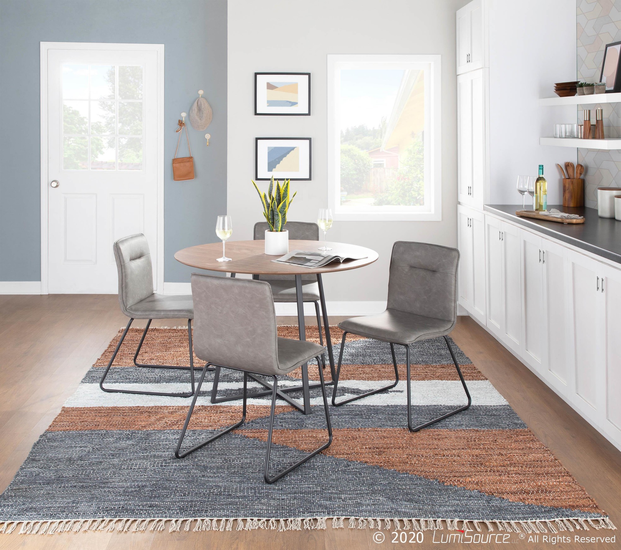 Casper Industrial Grey Faux Leather Black Metal Chair (Set of 2) 1 Casper Industrial Grey Faux Leather Black Metal Chair (Set of 2)