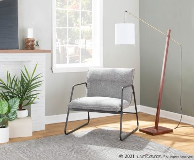 Casper Industrial Grey Noise Fabric Armchair Black Steel Frame