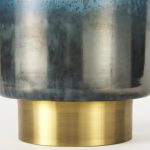 Caspian II Short Blue Glass Antiqued Brass Bottom Vase
