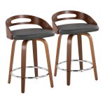 Cassis 24 Mid-Century Modern Grey Swivel Counter Stool (Set of 2) 12 Cassis 24 Mid-Century Modern Grey Swivel Counter Stool (Set of 2)