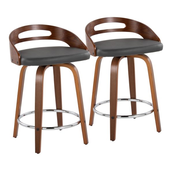 Cassis 24 Mid Century Modern Grey Swivel Counter Stool Set of 2 3