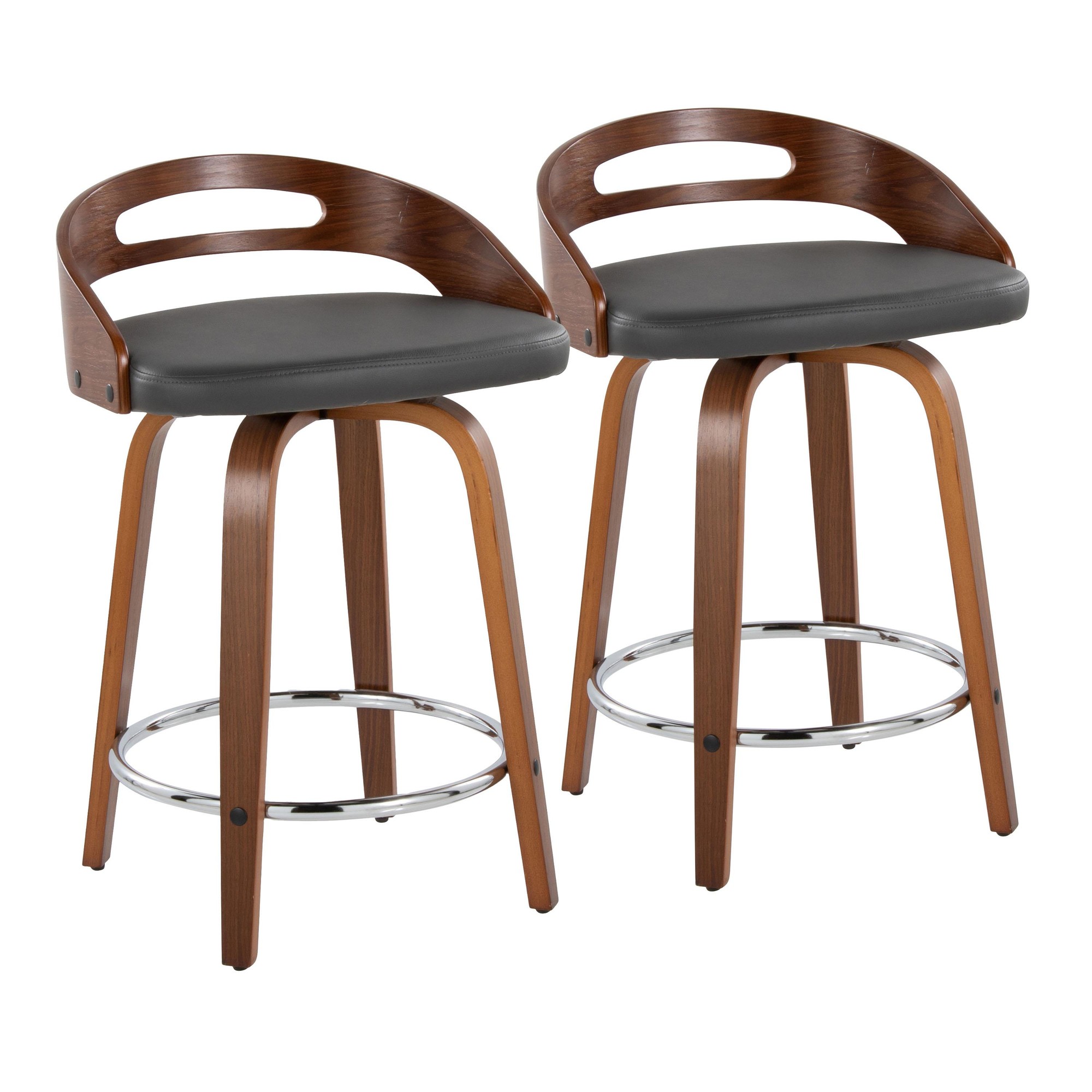 Cassis 24 Mid-Century Modern Grey Swivel Counter Stool (Set of 2) 3 Cassis 24 Mid-Century Modern Grey Swivel Counter Stool (Set of 2) - Image 3