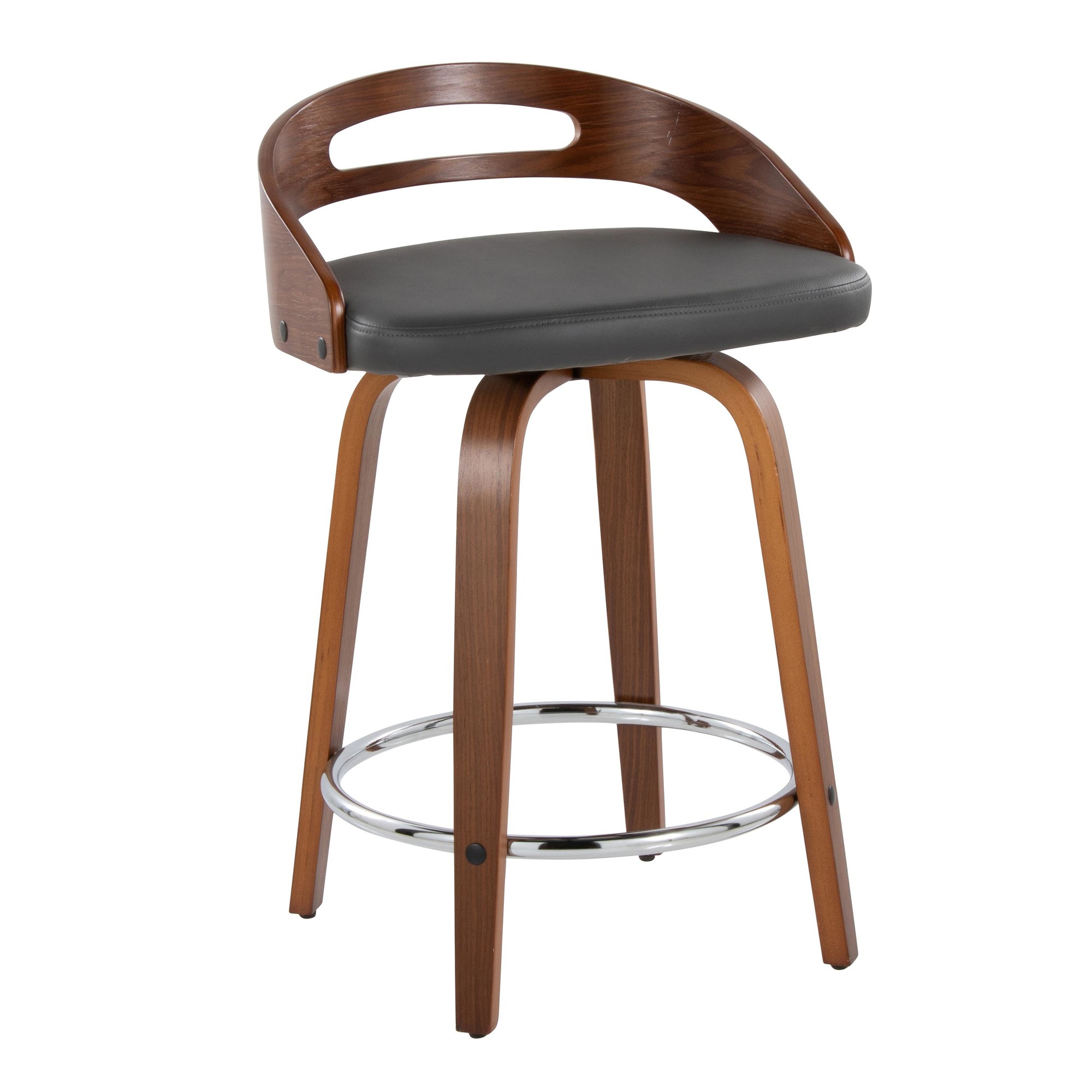 Cassis 24 Mid-Century Modern Grey Swivel Counter Stool (Set of 2) 4 Cassis 24 Mid-Century Modern Grey Swivel Counter Stool (Set of 2) - Image 4