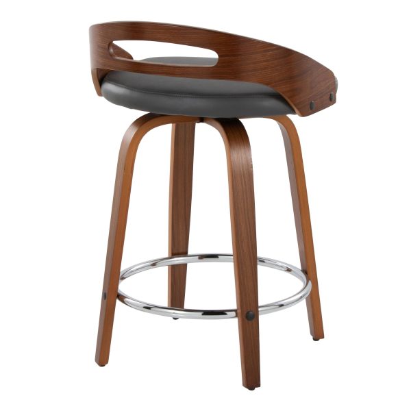 Cassis 24 Mid Century Modern Grey Swivel Counter Stool Set of 2 6