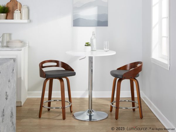 Cassis 24 Mid Century Modern Grey Swivel Counter Stool Set of 2