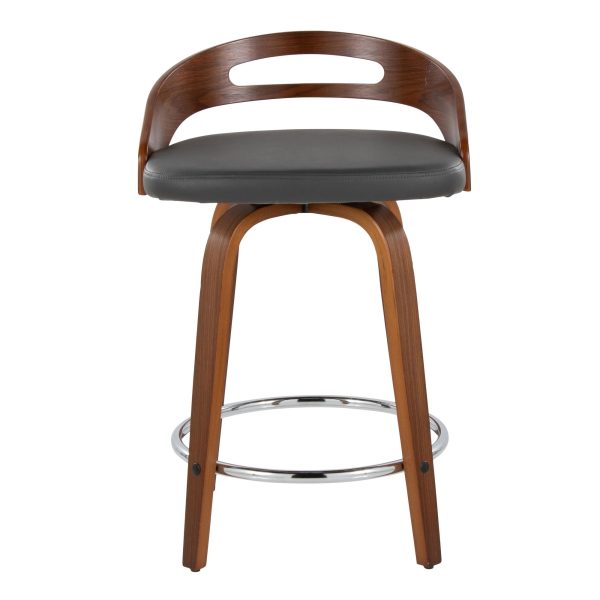 Cassis 24 Mid Century Modern Grey Swivel Counter Stool Set of 2 8