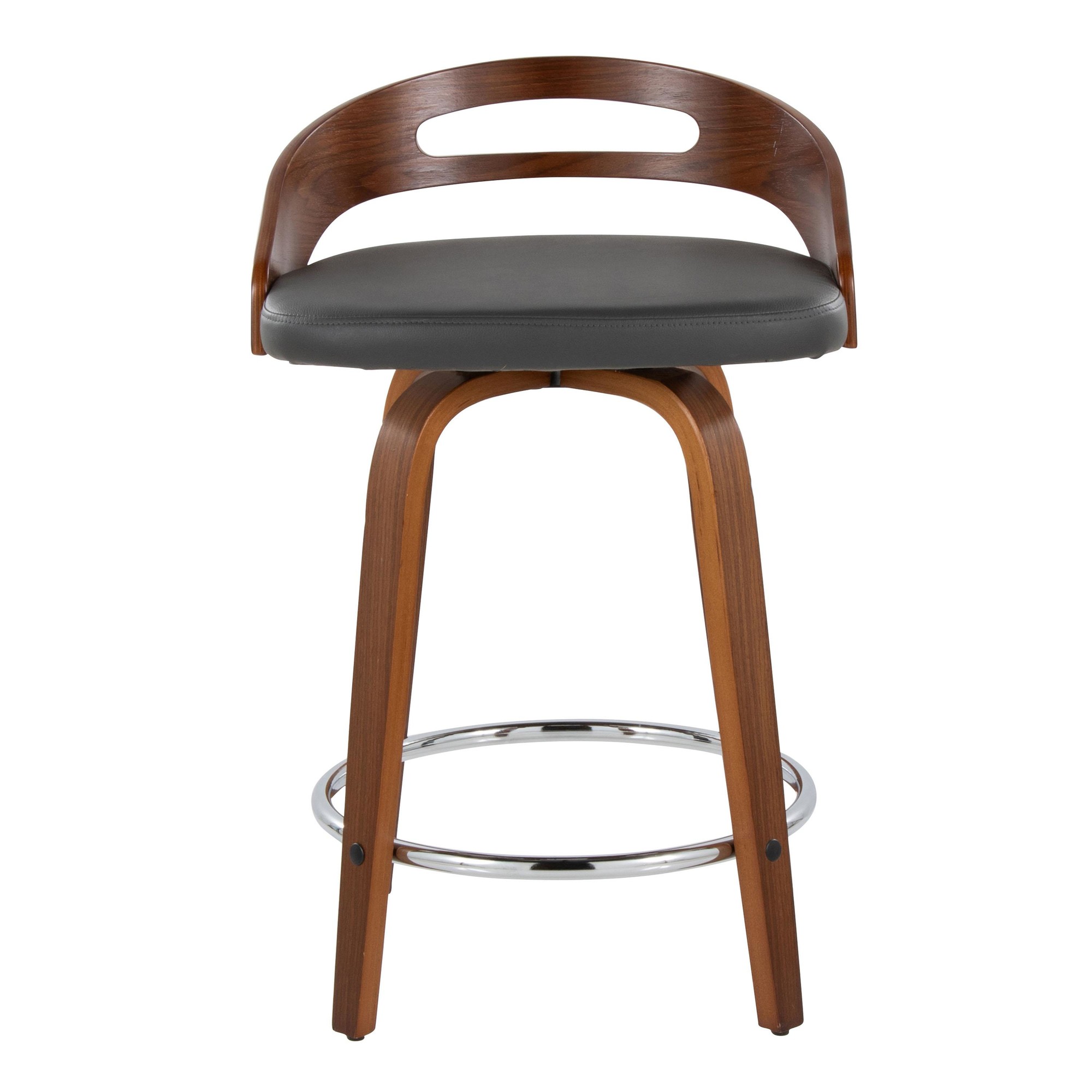 Cassis 24 Mid-Century Modern Grey Swivel Counter Stool (Set of 2) 8 Cassis 24 Mid-Century Modern Grey Swivel Counter Stool (Set of 2) - Image 8