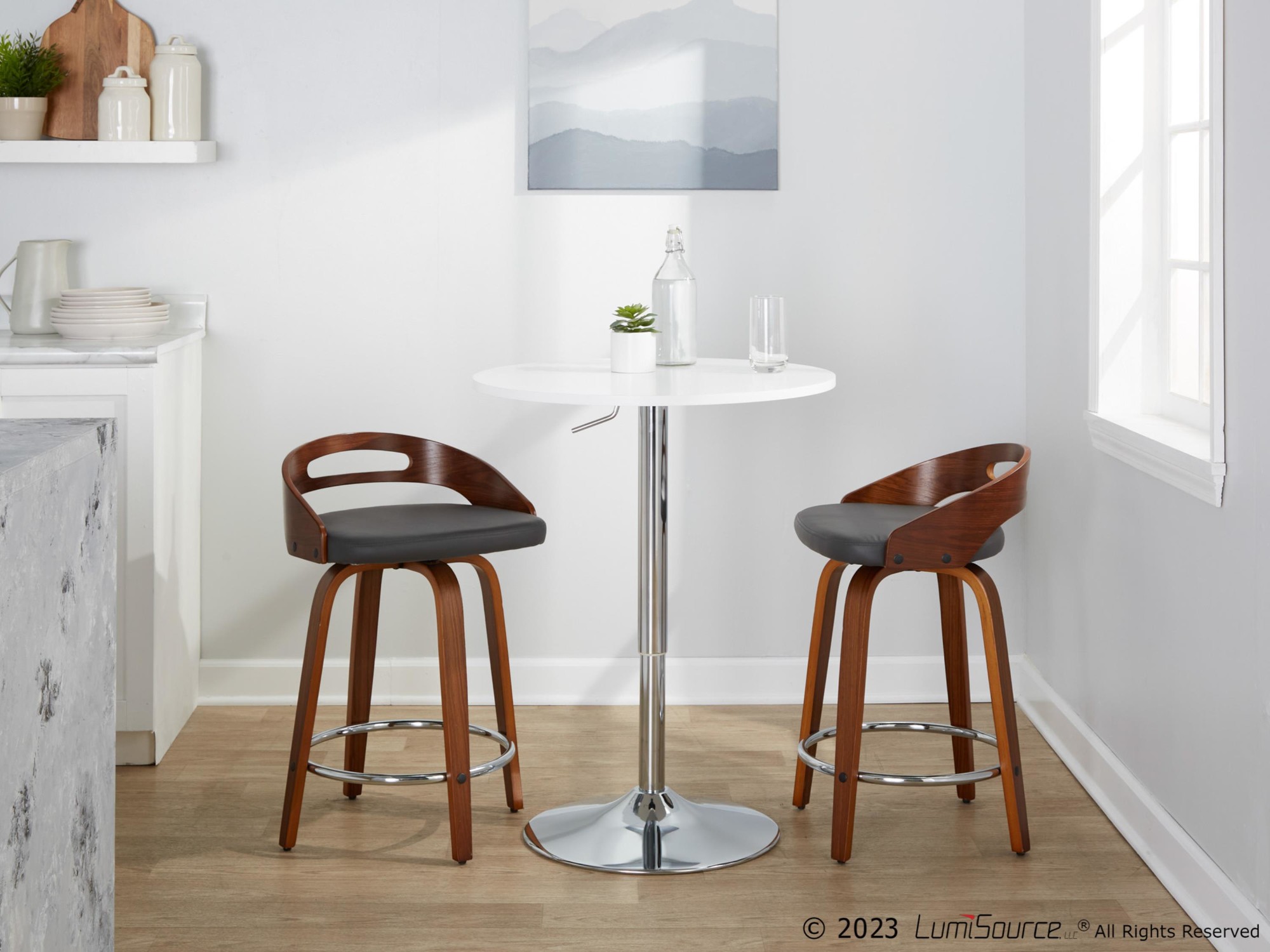 Cassis 24 Mid-Century Modern Grey Swivel Counter Stool (Set of 2) 1 Cassis 24 Mid-Century Modern Grey Swivel Counter Stool (Set of 2)