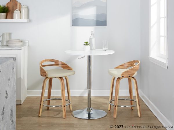 Cassis 24 Zebra Wood Cream Swivel Counter Stool Set of 2 1