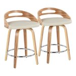 Cassis 24 Zebra Wood Cream Swivel Counter Stool (Set of 2)