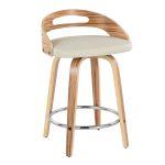 Cassis 24 Zebra Wood Cream Swivel Counter Stool (Set of 2)