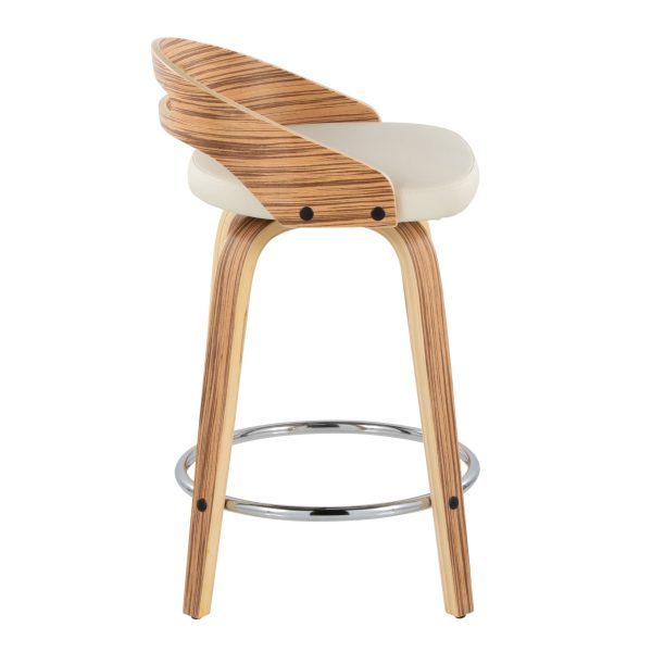 Cassis 24 Zebra Wood Cream Swivel Counter Stool Set of 2 5