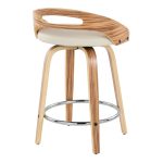 Cassis 24 Zebra Wood Cream Swivel Counter Stool (Set of 2)