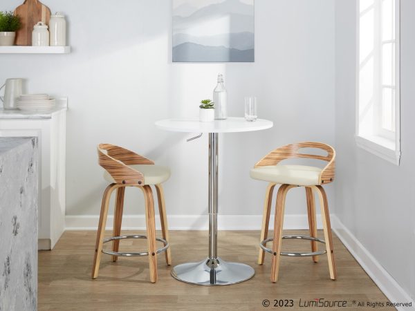 Cassis 24 Zebra Wood Cream Swivel Counter Stool Set of 2