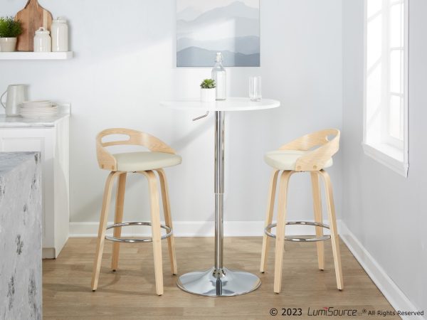 Cassis 30 Inch Cream Contemporary Swivel Barstool Set of 2 2