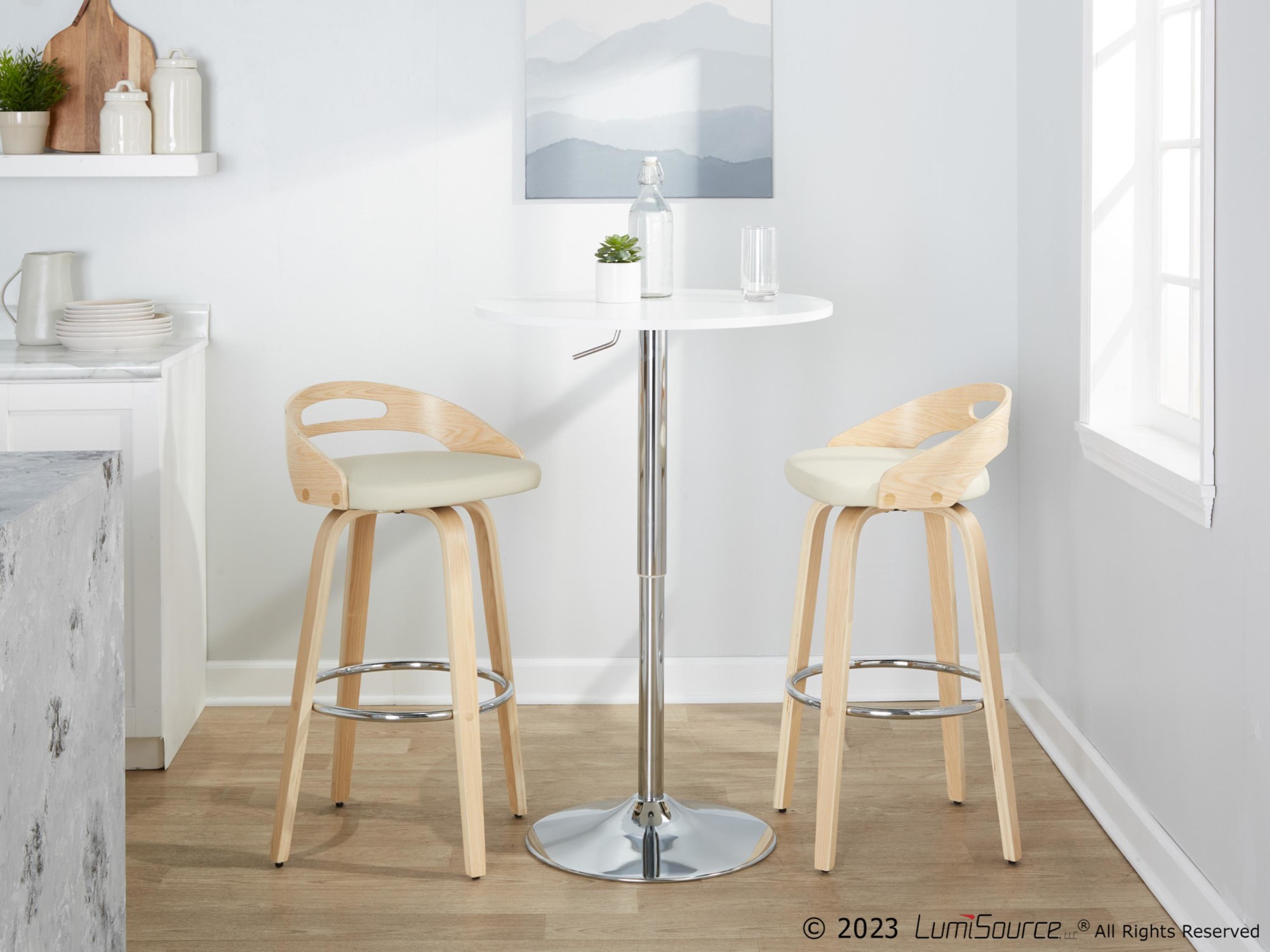 Cassis 30-Inch Cream Contemporary Swivel Barstool (Set of 2) 3 Cassis 30-Inch Cream Contemporary Swivel Barstool (Set of 2) - Image 3