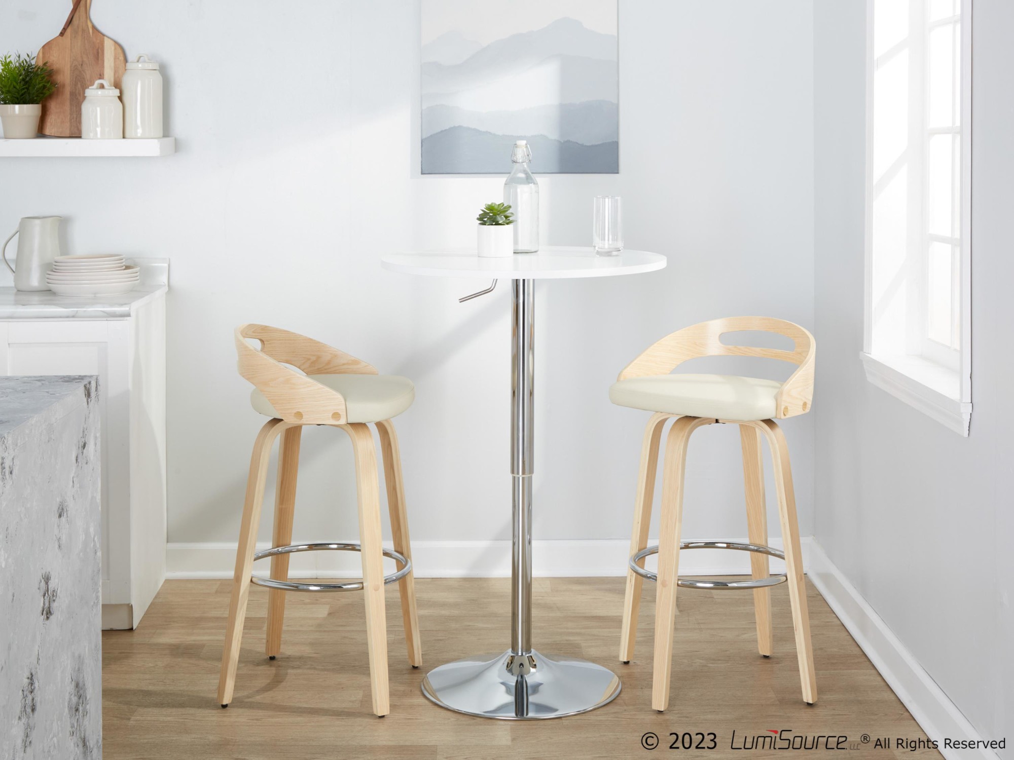 Cassis 30-Inch Cream Contemporary Swivel Barstool (Set of 2) 4 Cassis 30-Inch Cream Contemporary Swivel Barstool (Set of 2) - Image 4