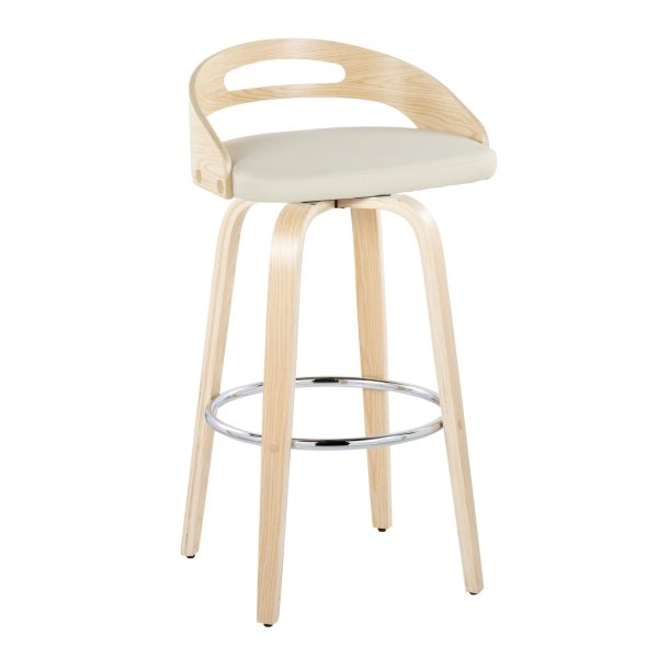 Cassis 30 Inch Cream Contemporary Swivel Barstool Set of 2 5