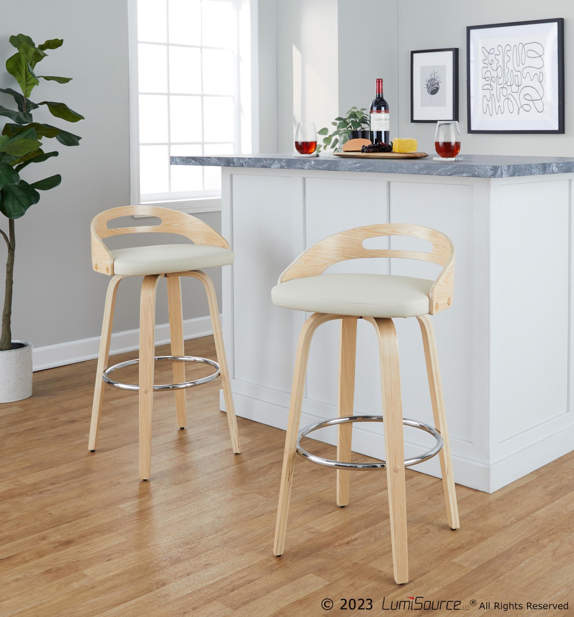Cassis 30-Inch Cream Contemporary Swivel Barstool (Set of 2) 1 Cassis 30-Inch Cream Contemporary Swivel Barstool (Set of 2)