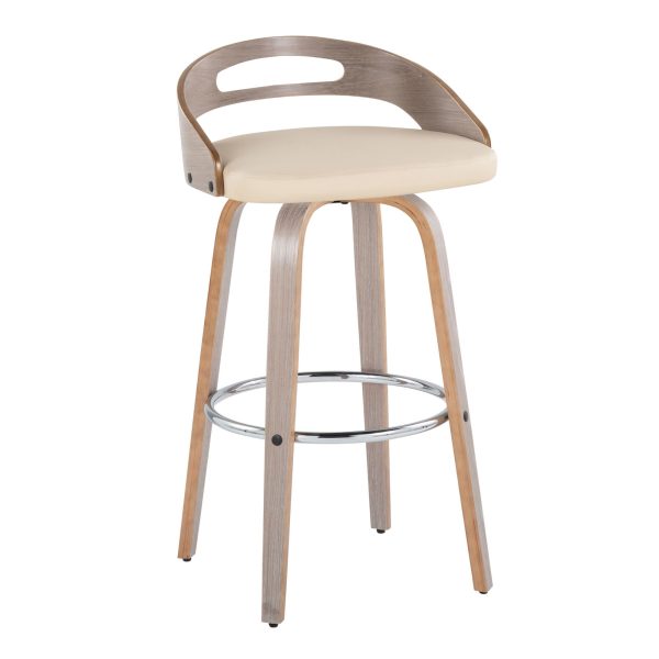 Cassis 30 Inch Cream Mid Century Modern Barstool Set of 2 1