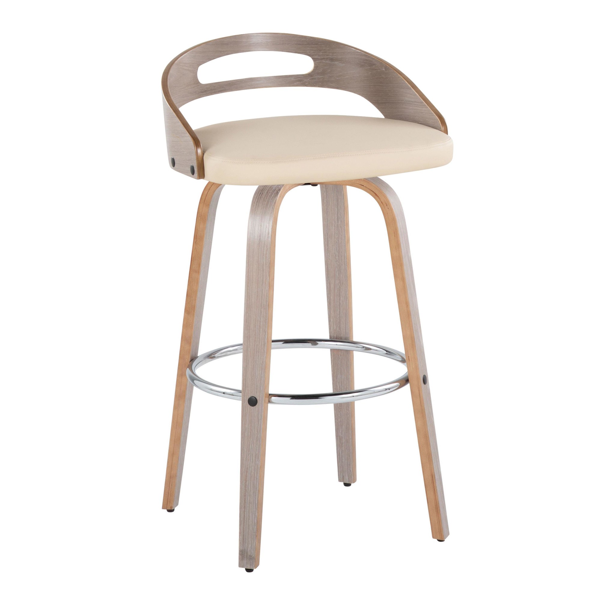 Cassis 30-Inch Cream Mid-Century Modern Barstool (Set of 2) 2 Cassis 30-Inch Cream Mid-Century Modern Barstool (Set of 2) - Image 2