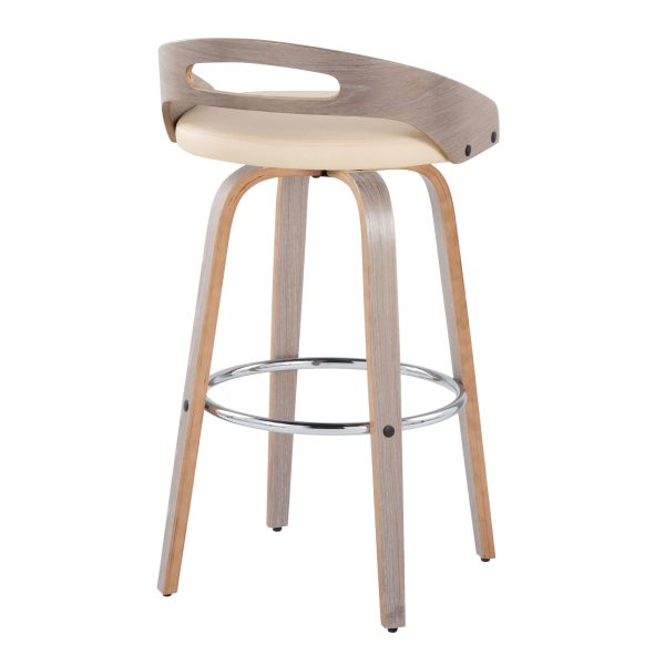 Cassis 30 Inch Cream Mid Century Modern Barstool Set of 2 3
